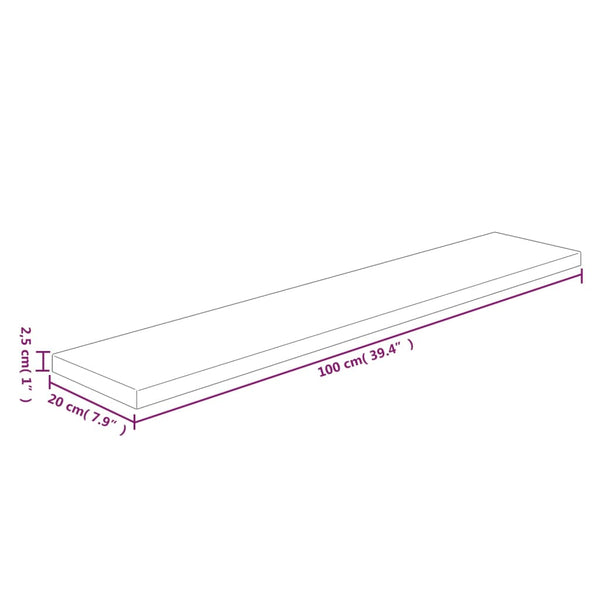 Eiche Regalbrett 100x20 cm Massivholz Unbehandelt