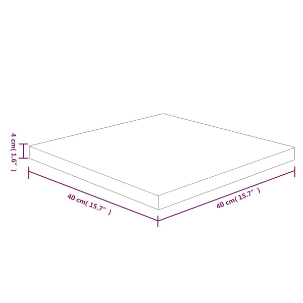 vidaXL Plateau de table carré 40x40x4 cm en bois de chêne non traité