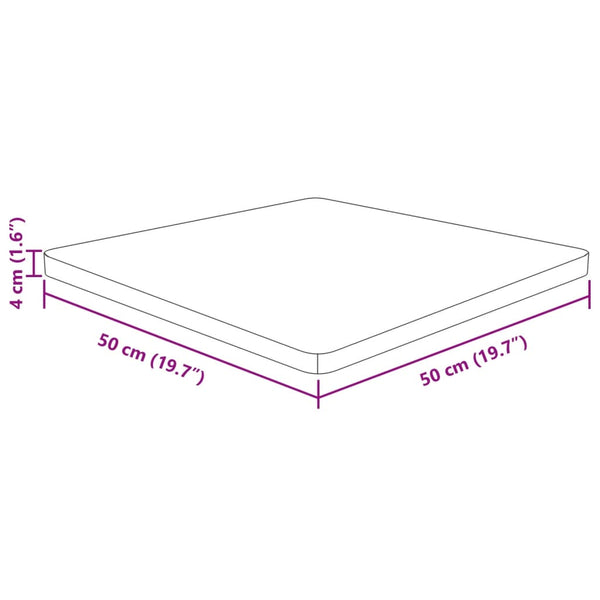 vidaXL Plateau de Table Carré 50x50x4 cm Bois de Chêne Brut