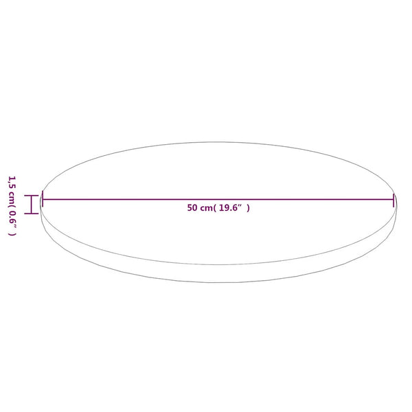 vidaXL Plateau de table rond Marron clair Ø50x1,5 cm Bois de chêne traité