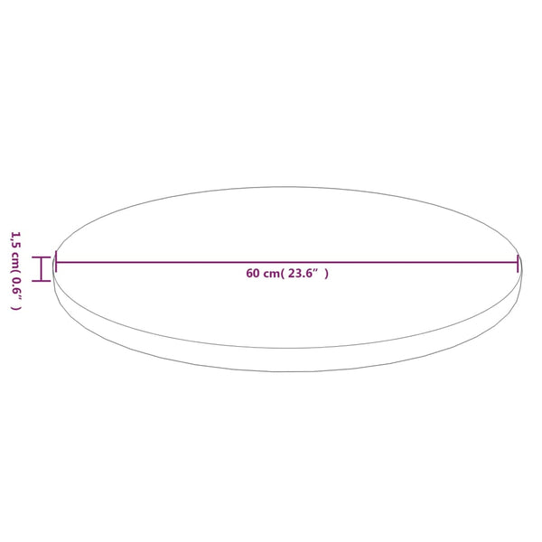 vidaXL Plateau de table rond Marron clair Ø 60 x 1,5 cm en bois de chêne traité