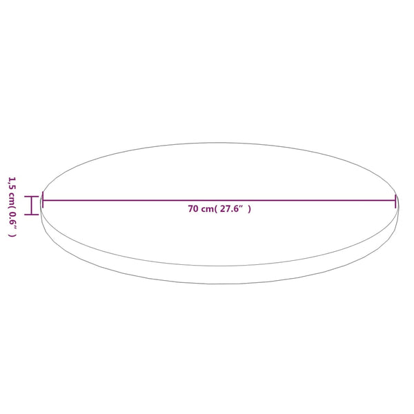 vidaXL Plateau de table rond Marron clair Ø70x1,5 cm Bois de chêne traité