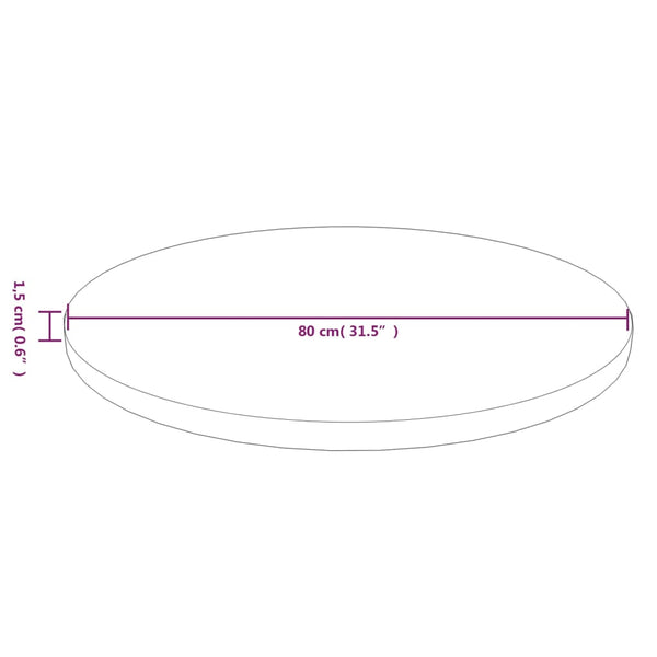 vidaXL Plateau de table rond bois de chêne traité marron clair Ø80x1,5 cm