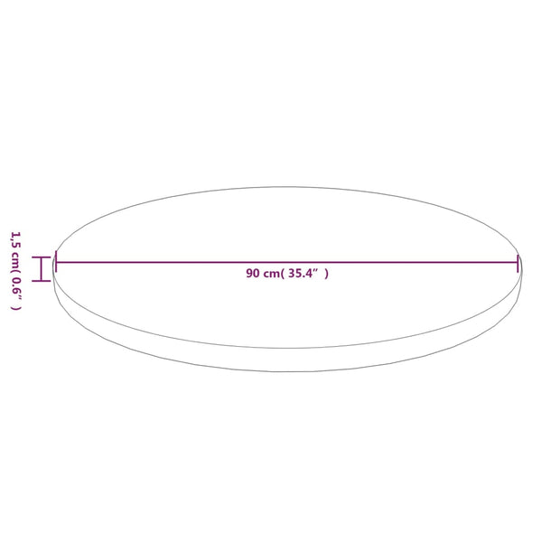 vidaXL Plateau de table rond bois de chêne traité marron clair Ø90x1,5 cm