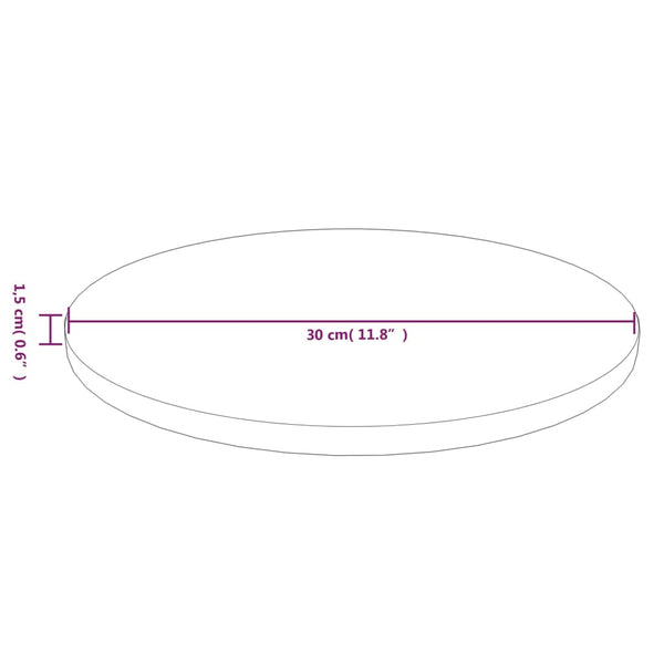 Runde Tischplatte Dunkelbraun Ø30cm Eiche