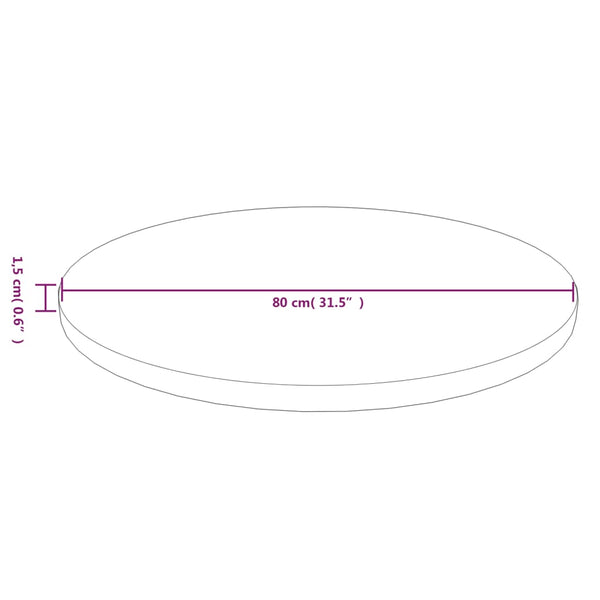 Runde Tischplatte Dunkelbraun Ø80cm Eiche