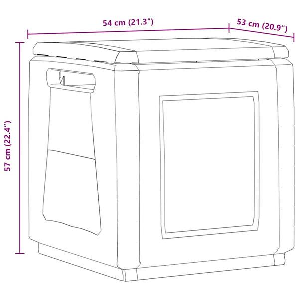 Garten-Aufbewahrungsbox 54x53x57 cm 130 L Dunkelgrau Schwarz