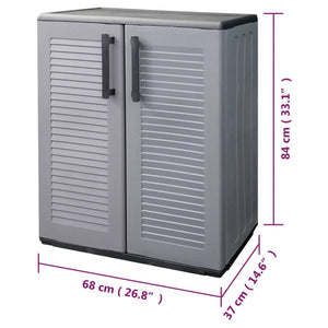 Garten-Aufbewahrungsschrank Grau Schwarz 68x37x84 cm PP