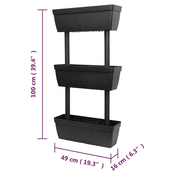 Pflanzkübel 3 Stk. 100 cm Anthrazit