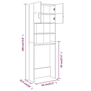 Waschmaschinenschrank Braun Eiche 64x25,5x190 cm