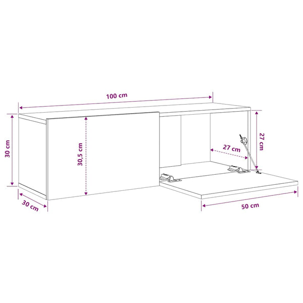 TV-Wandschrank Grau Sonoma 100x30x30 cm