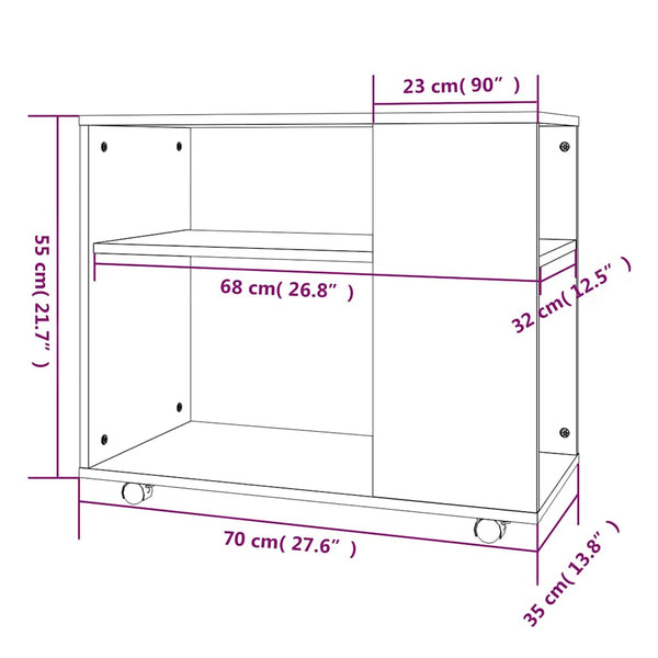 Grauer Sonoma Beistelltisch 70x35x55 cm