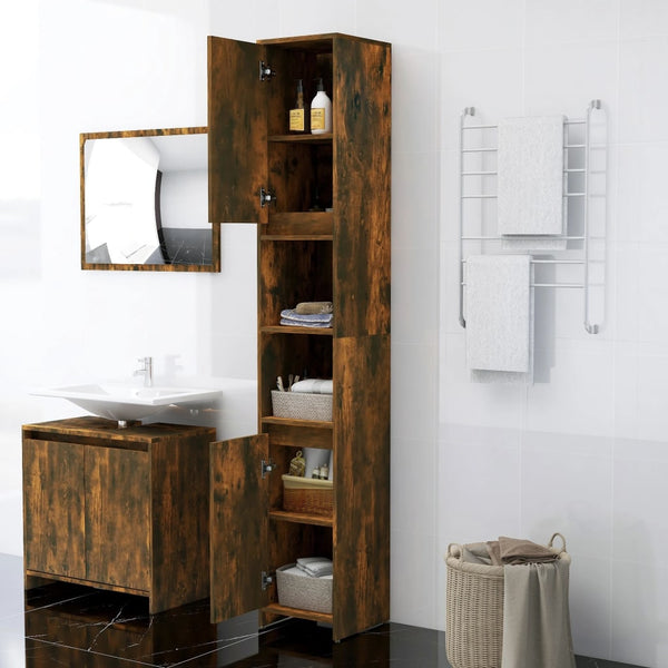 Badezimmerschrank Räuchereiche 30x30x183,5 cm