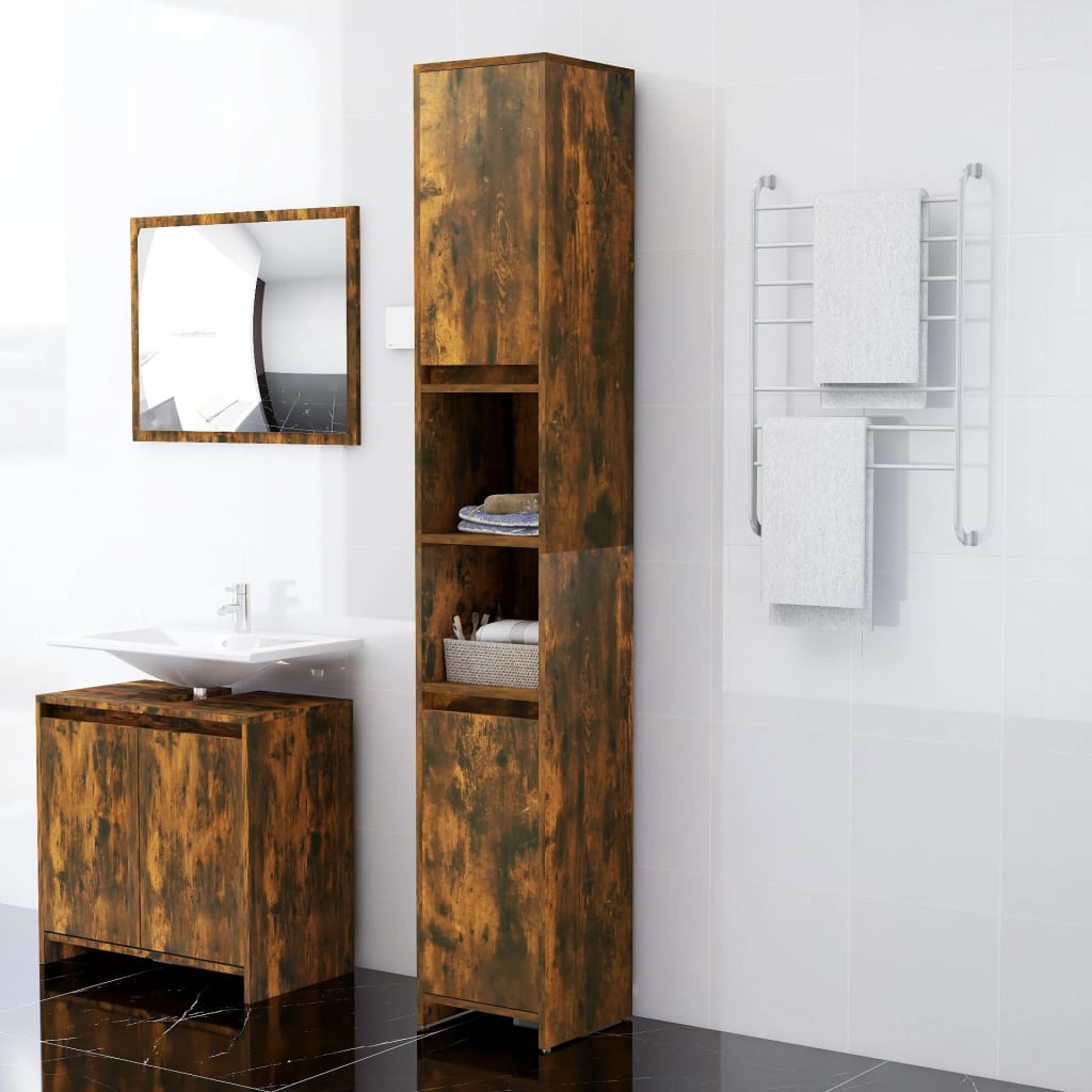 Badezimmerschrank Räuchereiche 30x30x183,5 cm