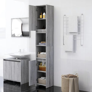 Badezimmerschrank Grau Sonoma 30x30x183,5 cm