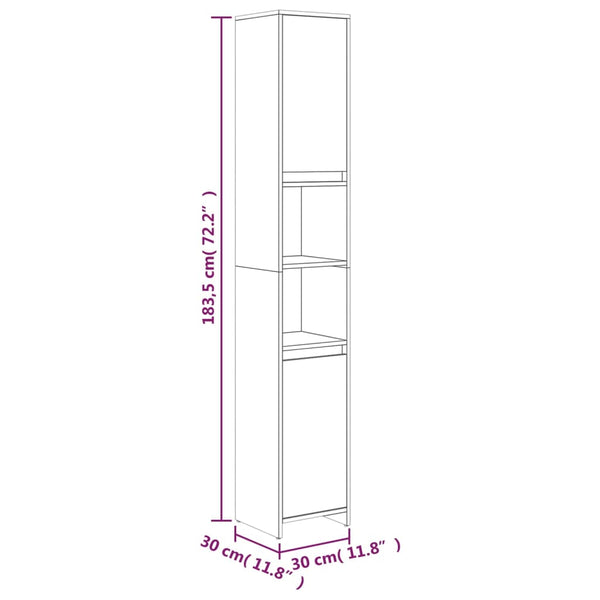 Badezimmerschrank Grau Sonoma 30x30x183,5 cm