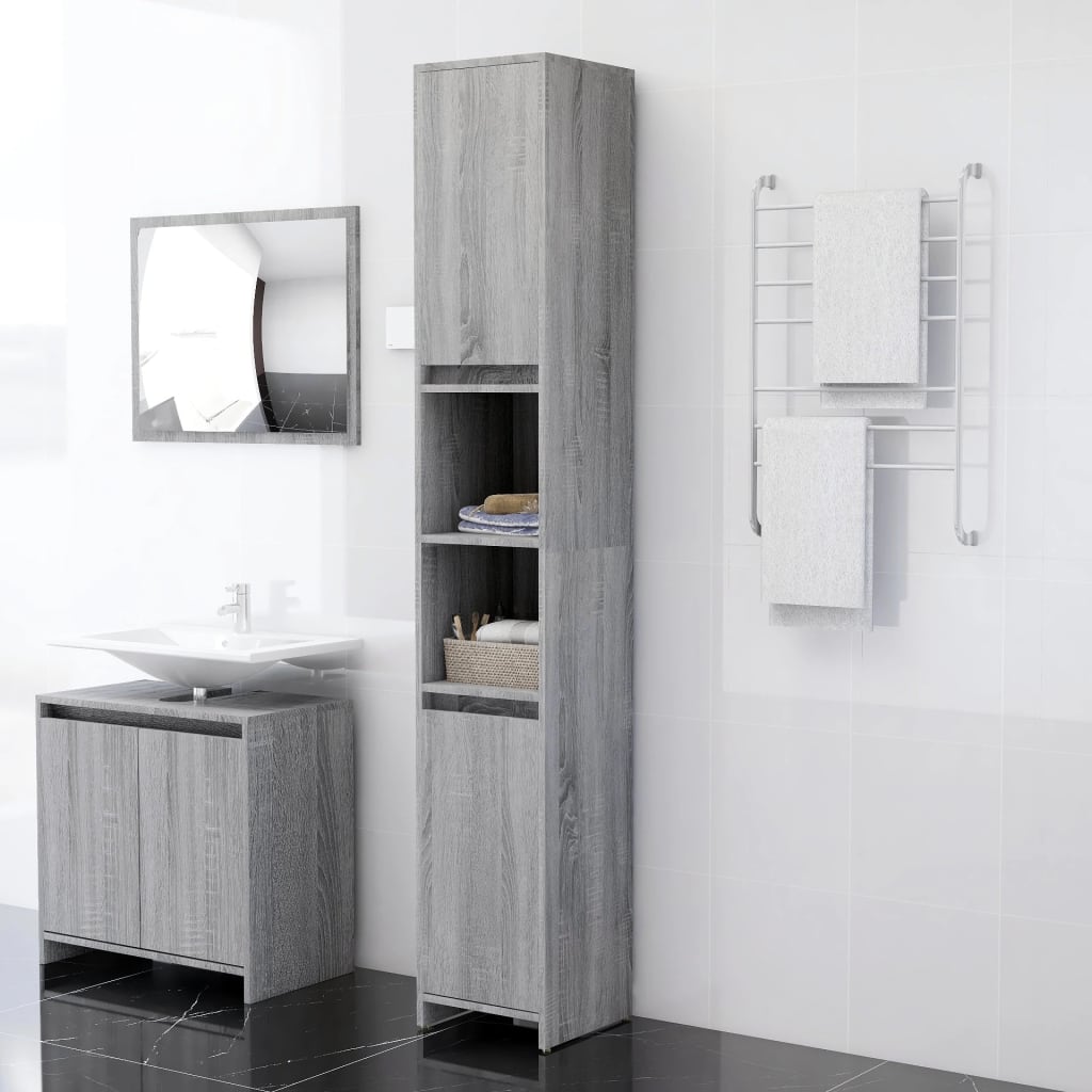 Badezimmerschrank Grau Sonoma 30x30x183,5 cm