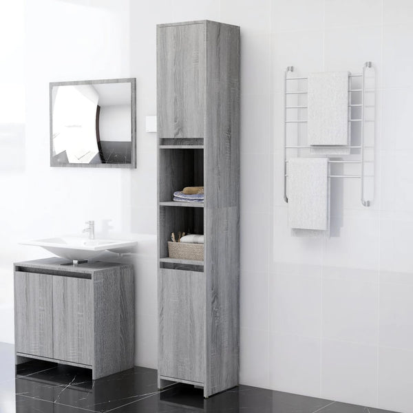 Badezimmerschrank Grau Sonoma 30x30x183,5 cm