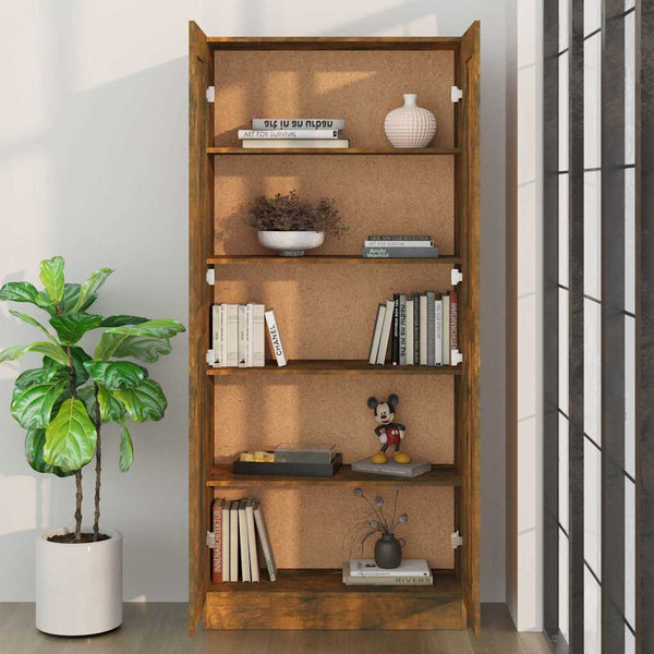 Bücherschrank Räuchereiche, 185,5 cm hoch
