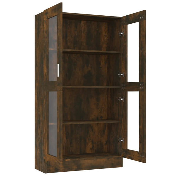 Vitrinenschrank Räuchereiche, 150 cm hoch
