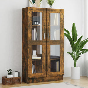 Vitrinenschrank Räuchereiche, 150 cm hoch