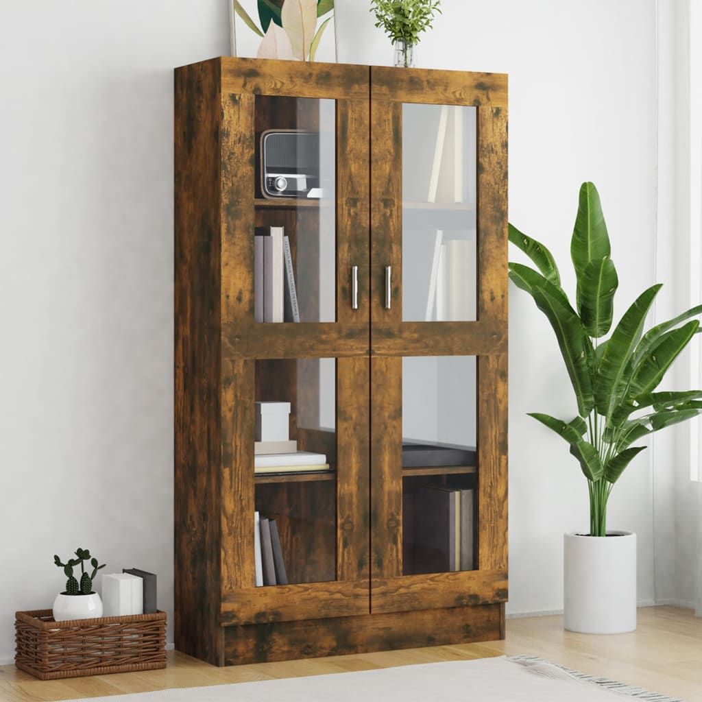 Vitrinenschrank Räuchereiche, 150 cm hoch