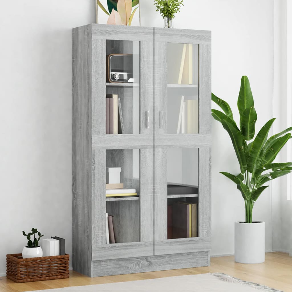 Vitrinenschrank Grau Sonoma 82,5x30,5x150 cm