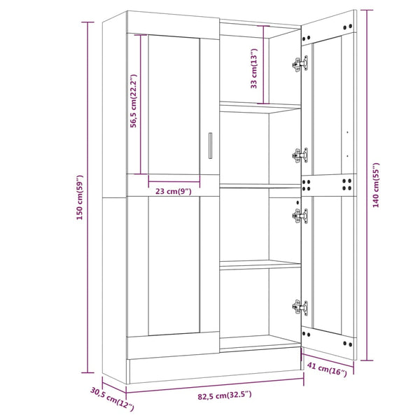 Vitrinenschrank Braun Eiche-Optik 150cm
