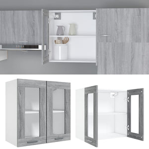 Hängeschrank Lyon Grau Sonoma Glas 60 cm