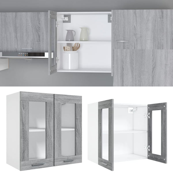 Hängeschrank Lyon Grau Sonoma Glas 60 cm