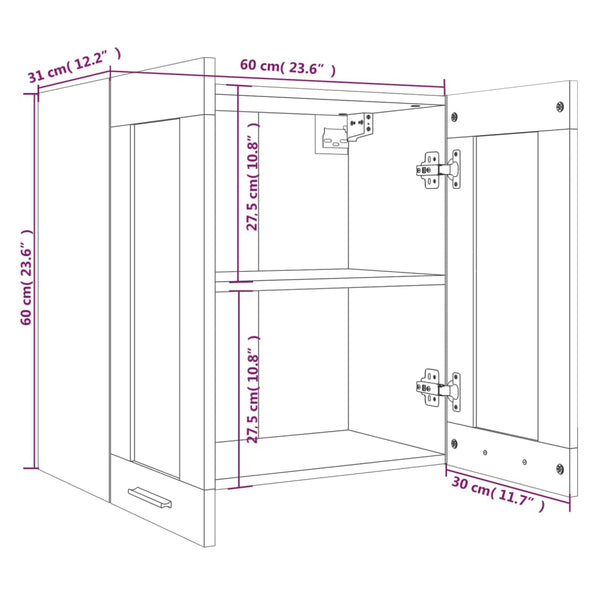 Hängeschrank Lyon Grau Sonoma Glas 60 cm