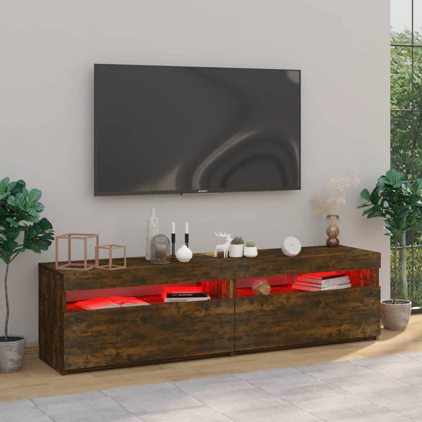 TV-Schrank Räuchereiche mit LED 75x35x40 cm, 2er-Set