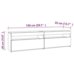 TV-Schrank Räuchereiche mit LED 75x35x40 cm, 2er-Set