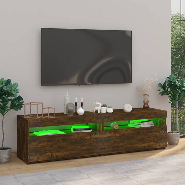 TV-Schrank Räuchereiche mit LED 75x35x40 cm, 2er-Set