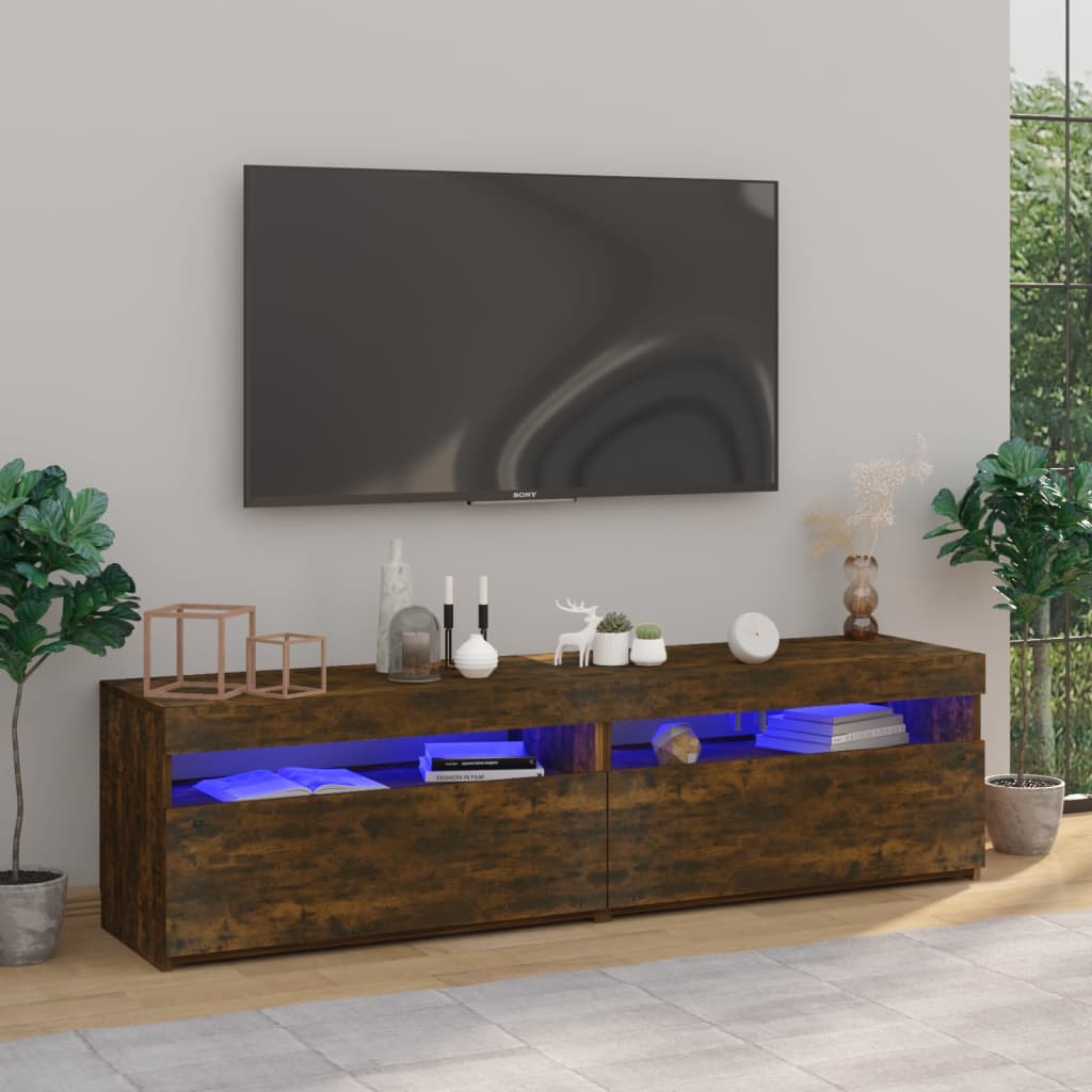 TV-Schrank Räuchereiche mit LED 75x35x40 cm, 2er-Set