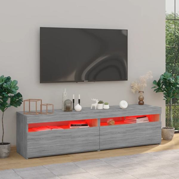 TV-Schrank mit LED Grau Sonoma 75x35x40cm, 2er-Set