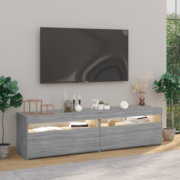 TV-Schrank mit LED Grau Sonoma 75x35x40cm, 2er-Set