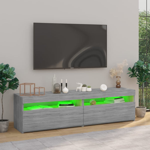 TV-Schrank mit LED Grau Sonoma 75x35x40cm, 2er-Set