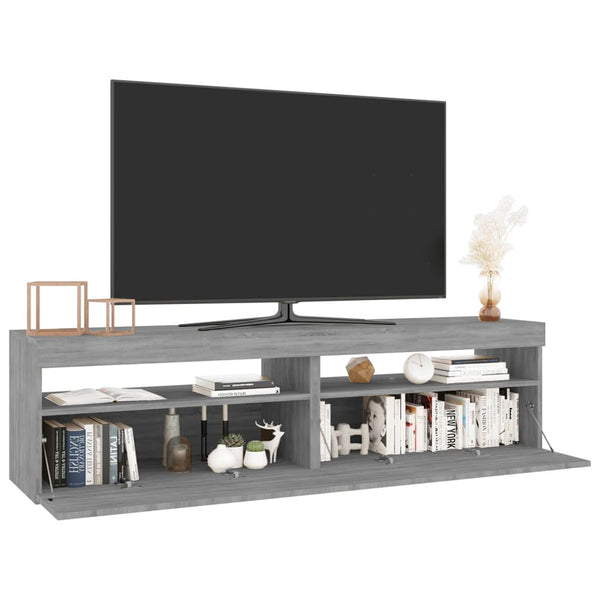 TV-Schrank mit LED Grau Sonoma 75x35x40cm, 2er-Set