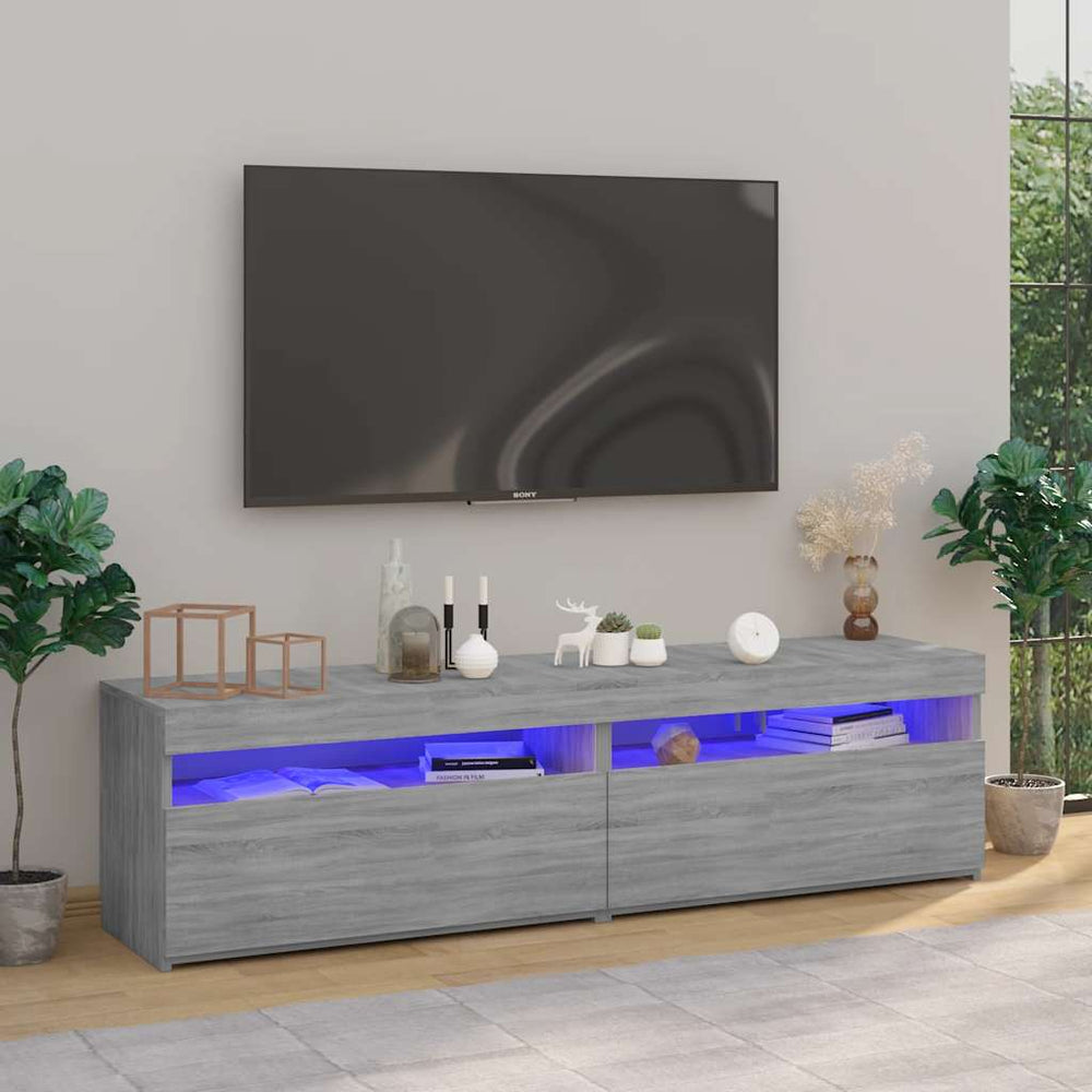 TV-Schrank mit LED Grau Sonoma 75x35x40cm, 2er-Set