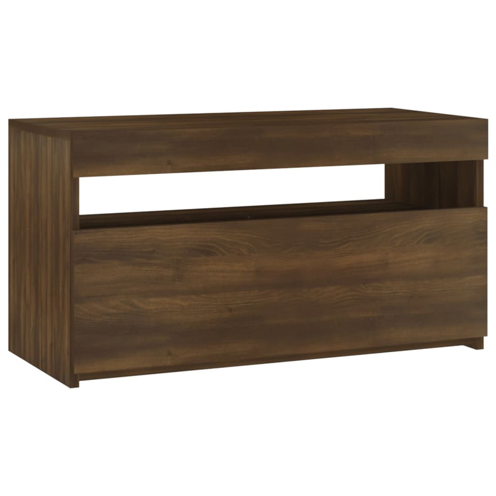 vidaXL TV Cabinet with LED Lights Brown Oak Look 75x35x40 cm