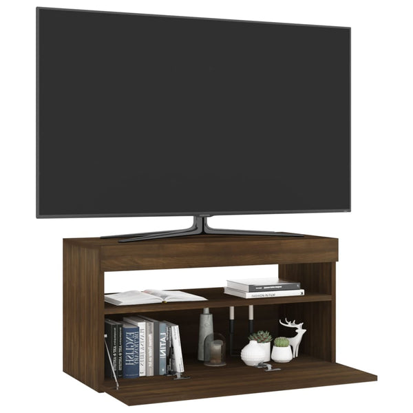 TV-Schrank mit LED Braun Eichen-Optik 75 cm