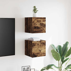 TV-Wandschränke 30,5 cm Räuchereiche, 2er-Set