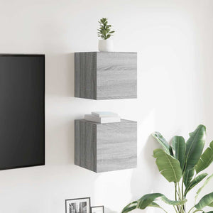 TV-Wandschränke Grau Sonoma 30,5x30x30cm, 2er-Set