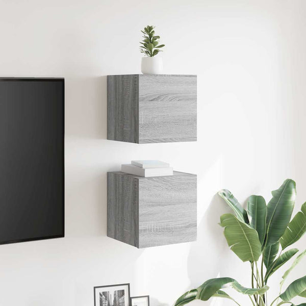 TV-Wandschränke Grau Sonoma 30,5x30x30cm, 2er-Set