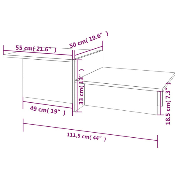 Grauer Couchtisch Sonoma, 111,5 cm