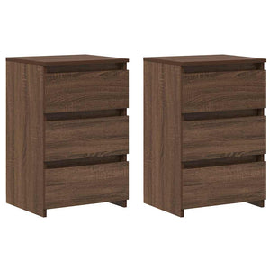 Nachttische 2er Set Braun Eiche 40x35x62,5 cm