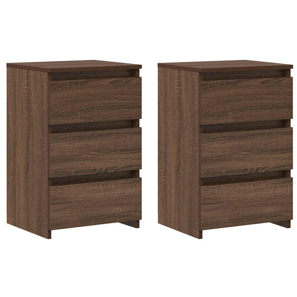 Nachttische 2er Set Braun Eiche 40x35x62,5 cm