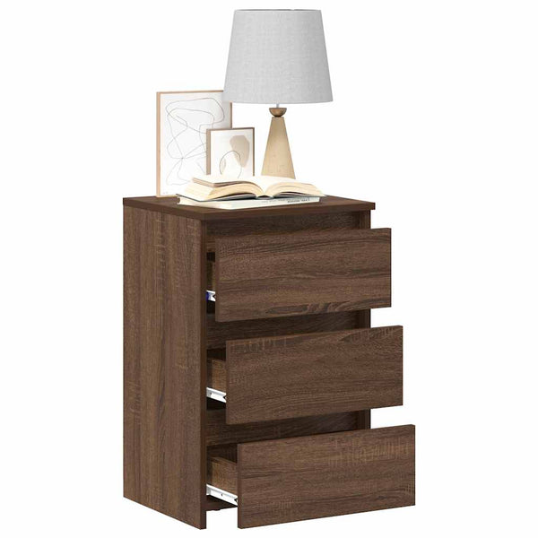 Nachttische 2er Set Braun Eiche 40x35x62,5 cm