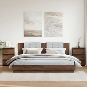 Nachttische 2er Set Braun Eiche 40x35x62,5 cm